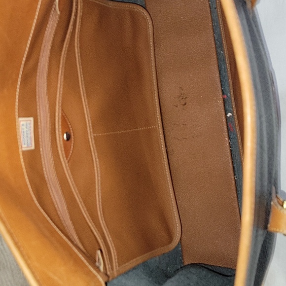 Large Vintage Dooney & Bourke Black/British Tan Pebble Leather Tote Shoulder Bag - Picture 14 of 15